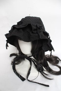 画像1: merry jenny / ribbonフリルハット  黒 Y-26-04-05-038-LO-AC-SZ-ZY