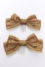 画像1: Angelic Pretty / Crownロゴリボンコーム  ブラウン Y-26-04-07-005-AP-AC-SZ-ZY (1)