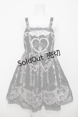画像1: BABY, THE STARS SHINE BRIGHT / Sugar Rose Tea Timeプリントハートジャンパースカート  黒 Y-26-04-07-046-BA-OP-SZ-ZY