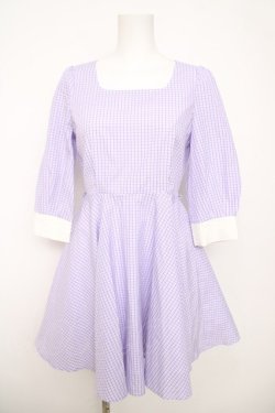 画像1: Ank Rouge / ギンガムチェックワンピース M ラベンダー Y-26-04-07-058-CA-OP-SZ-ZY
