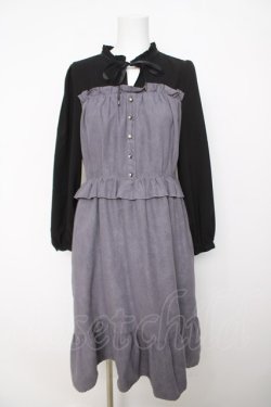 画像1: axes femme / 切り替えビスチェ風ワンピース M グレー Y-26-04-07-061-AX-OP-SZ-ZY