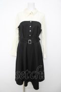 axes femme / 襟付ビスチェ切替ワンピース F 黒 Y-26-04-07-062-AX-OP-SZ-ZY
