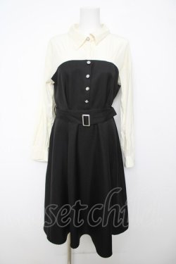 画像1: axes femme / 襟付ビスチェ切替ワンピース F 黒 Y-26-04-07-062-AX-OP-SZ-ZY