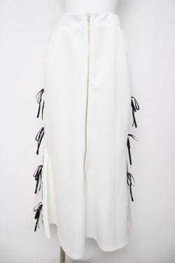 画像1: axes femme POETIQUE / ペチ付リボンラインロングスカート M 白 Y-26-04-07-069-AX-SK-SZ-ZY