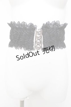 画像1: axes femme POETIQUE / 編み上げ×レース太ゴムベルト  黒 Y-26-04-07-017-AX-ZA-SZ-ZY