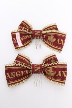 画像2: Angelic Pretty / Crownロゴリボンコーム  ワイン Y-26-04-07-004-AP-AC-SZ-ZY
