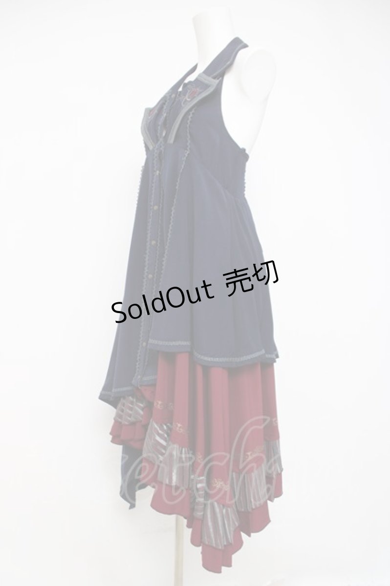 画像2: Ozz oneste / 薔薇刺繍ロングベストワンピース  紺 Y-26-04-09-032-OO-OP-SZ-ZS (2)