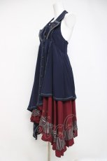 画像2: Ozz oneste / 薔薇刺繍ロングベストワンピース  紺 Y-26-04-09-032-OO-OP-SZ-ZY (2)