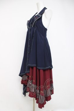 画像2: Ozz oneste / 薔薇刺繍ロングベストワンピース  紺 Y-26-04-09-032-OO-OP-SZ-ZY