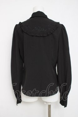 画像2: Hoshibako Works / ジャスミン刺繍フリルブラウス  黒 Y-26-04-09-036-LO-BL-SZ-ZY