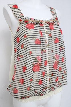 画像3: axes femme / ボーダー×花柄アウタータンク  生成り Y-26-04-09-045-AX-TO-SZ-ZY