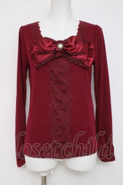 画像1: axes femme / ＢＩＧリボンインナープルオーバー  ワイン Y-26-04-09-054-AX-TO-SZ-ZY