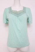 axes femme / ローズレースVネック半袖カットソー  ミント Y-26-04-09-056-AX-TO-AS-ZY