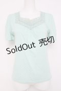 axes femme / ローズレースVネック半袖カットソー  ミント Y-26-04-09-056-AX-TO-AS-ZY