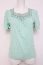 画像1: axes femme / ローズレースVネック半袖カットソー  ミント Y-26-04-09-056-AX-TO-AS-ZY (1)