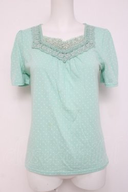 画像1: axes femme / ローズレースVネック半袖カットソー  ミント Y-26-04-09-056-AX-TO-AS-ZY