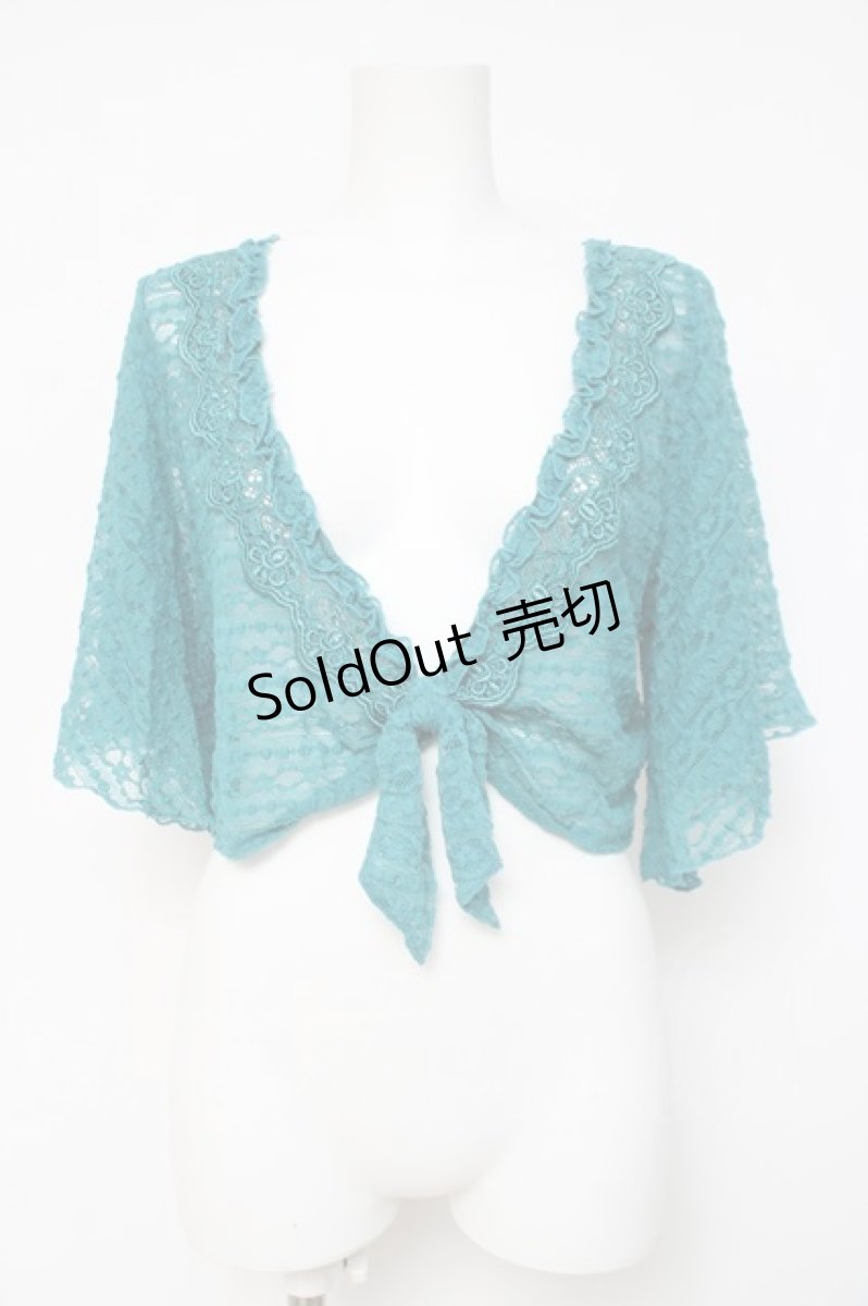 画像1: axes femme / 前結びレーシーショート丈プルオーバー  グリーン Y-26-04-09-064-AX-TO-AS-ZY (1)