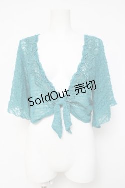 画像1: axes femme / 前結びレーシーショート丈プルオーバー  グリーン Y-26-04-09-064-AX-TO-AS-ZY