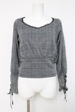 画像1: axes femme POETIQUE / レースアップカフストップス  グレー Y-26-04-09-067-AX-TO-AS-ZY