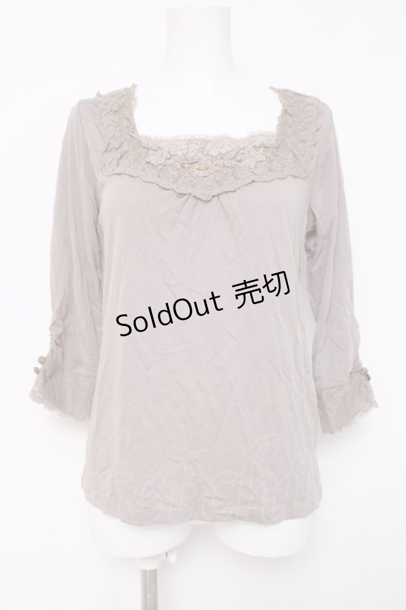 画像1: axes femme / ビジュー付きカットソー  モカ Y-26-04-09-073-AX-TO-SZ-ZY (1)