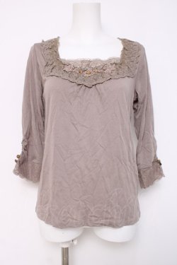 画像1: axes femme / ビジュー付きカットソー  モカ Y-26-04-09-073-AX-TO-SZ-ZY