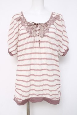 画像1: axes femme / ボーダーサマーニット  シロ×ピンク Y-26-04-09-082-AX-TO-SZ-ZY