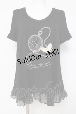 画像1: axes femme / 時計プリントチュニック  黒 Y-26-04-09-087-AX-TO-SZ-ZY