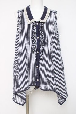 画像1: axes femme / ノースリーブシャツチュニック  紺 Y-26-04-09-091-AX-BL-SZ-ZY