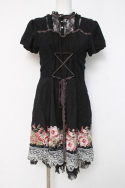 画像1: axes femme / フロントレースアップワンピース  黒 Y-26-04-09-095-AX-OP-SZ-ZY