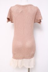 画像2: axes femme / ロング丈半袖ニットプルオーバー  ピンク Y-26-04-09-096-AX-TO-SZ-ZY (2)
