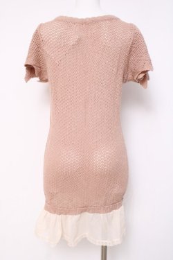 画像2: axes femme / ロング丈半袖ニットプルオーバー  ピンク Y-26-04-09-096-AX-TO-SZ-ZY