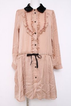 画像1: axes femme / 襟取り外しボウタイブラウスワンピース  ピンク Y-26-04-09-097-AX-OP-SZ-ZY