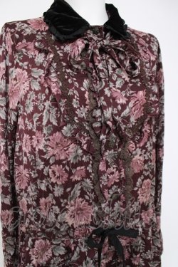 画像3: axes femme / 襟取り外しボウタイブラウスワンピース  ワイン Y-26-04-09-098-AX-OP-SZ-ZY