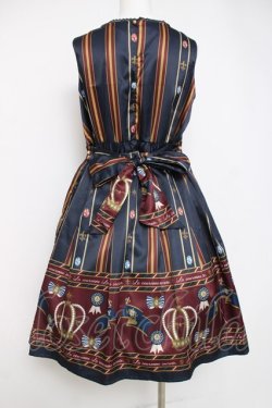 画像2: axes femme kawaii / アンティークモチーフストライプジャンパースカート  紺 Y-26-04-09-100-AX-OP-SZ-ZY