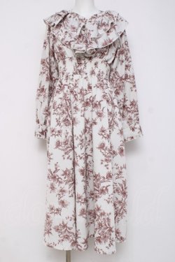 画像1: evelyn / 花柄シャーリングワンピース  シロ×ブラウン Y-26-04-09-110-LO-OP-SZ-ZY