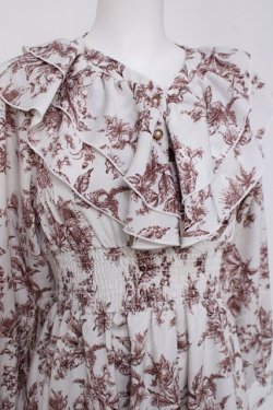 画像3: evelyn / 花柄シャーリングワンピース  シロ×ブラウン Y-26-04-09-110-LO-OP-SZ-ZY