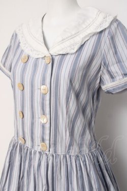 画像3: Jane Marple / Wボタンストライプセーラー襟ワンピース M サックス Y-26-04-09-111-JM-OP-SZ-ZY