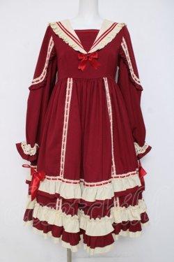 画像1: Eieyomi / レトロ学園風ワンピース M 赤 Y-26-04-09-113-LO-OP-SZ-ZY