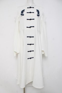 画像1: IRO+IRO / チャイナワンピース  白ｘ紺 Y-26-04-09-116-LO-OP-AS-ZY