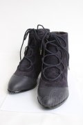 axes femme / レースアップスエーッドブーツ L 紺 Y-26-04-09-013-AX-SH-SZ-ZY