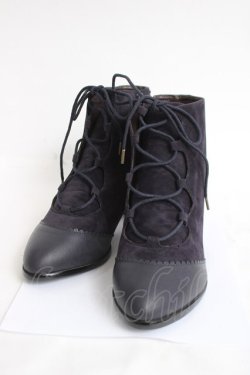 画像1: axes femme / レースアップスエーッドブーツ L 紺 Y-26-04-09-013-AX-SH-SZ-ZY