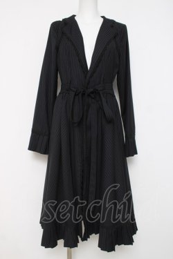 画像1: Faeriesdaffodil / 黒墨のお嬢様の縦縞クラシカルコート M 紺 Y-26-04-09-122-LO-CO-SZ-ZY