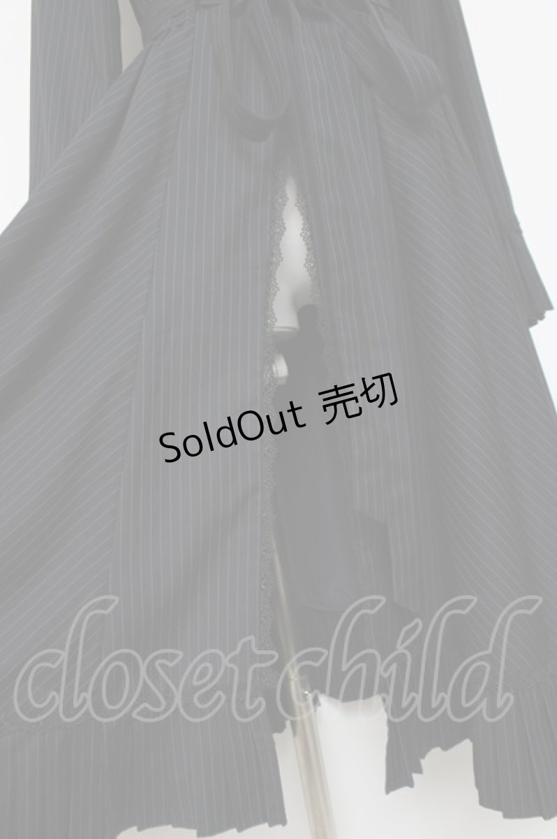 画像4: Faeriesdaffodil / 黒墨のお嬢様の縦縞クラシカルコート M 紺 Y-26-04-09-122-LO-CO-SZ-ZY (4)