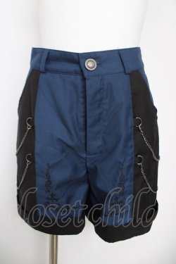 画像1: NIBBLE POISON / 刺繍バイカラーショートパンツ M 黒ｘ青 Y-26-04-09-150-PU-PA-AS-ZY