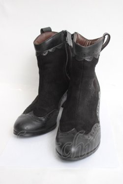 画像1: axes femme / バラ刺繍入りブーツ M 黒 Y-26-04-09-015-AX-SH-SZ-ZY