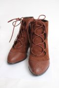 axes femme / レースアップスエーッドブーツ L 茶 Y-26-04-09-019-AX-SH-SZ-ZY