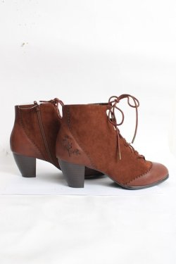 画像4: axes femme / レースアップスエーッドブーツ L 茶 Y-26-04-09-019-AX-SH-SZ-ZY