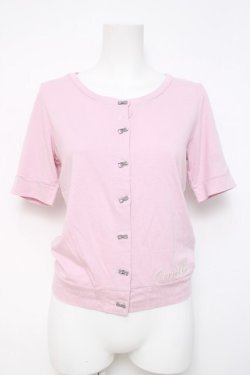 画像1: MILK / ribbon button カーデ  ピンク×グレーリボン Y-26-04-09-020-ML-TO-SZ-ZY