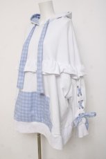 画像2: ililil / ミズイロチェックフリルプルパーカー  シロ Y-26-04-09-025-PU-TO-SZ-ZY (2)