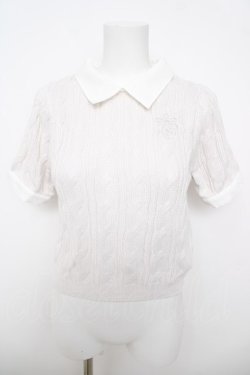 画像1: evelyn / 襟付き半袖ニット  薄グレー Y-26-04-11-040-LO-TO-SZ-ZY